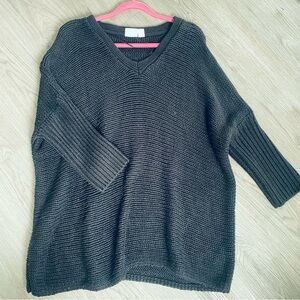 NOISY MAY KNITTED BLACK Women's Gray V-Neck Sweater Size XL